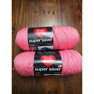 Red Heart Super Saver Yarn Perfect Pink 0706 Medium 4 Worsted 7oz 2 Skeins‎